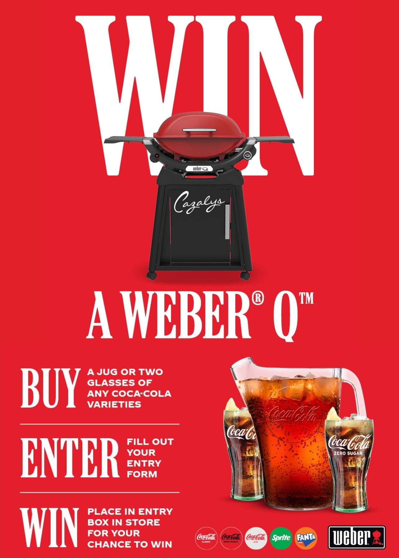 Win a WeberQ buy purchasing Coke products at Cazalys.